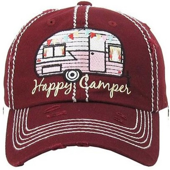 Eccentric Giraffe Accessories - "Happy Camper" Distressed Hat